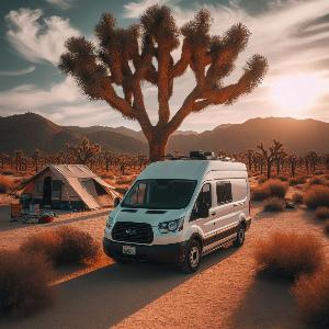 Ford Transit camper van, van life in Joshua Tree at sunset (11)